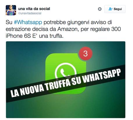 Allarme truffa su Whatsapp